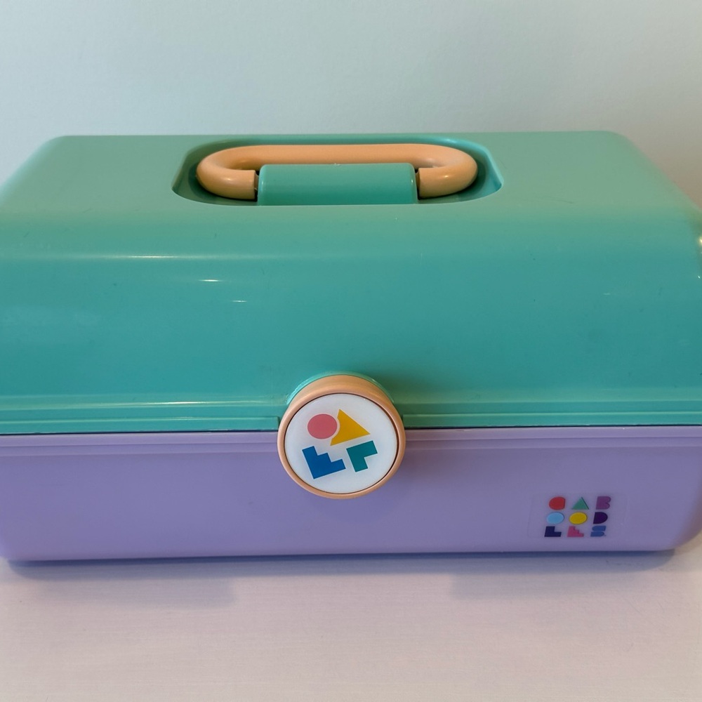 Vintage Caboodles of California Makeup Case/Box 80s 90s Purple/Mint with Mirror